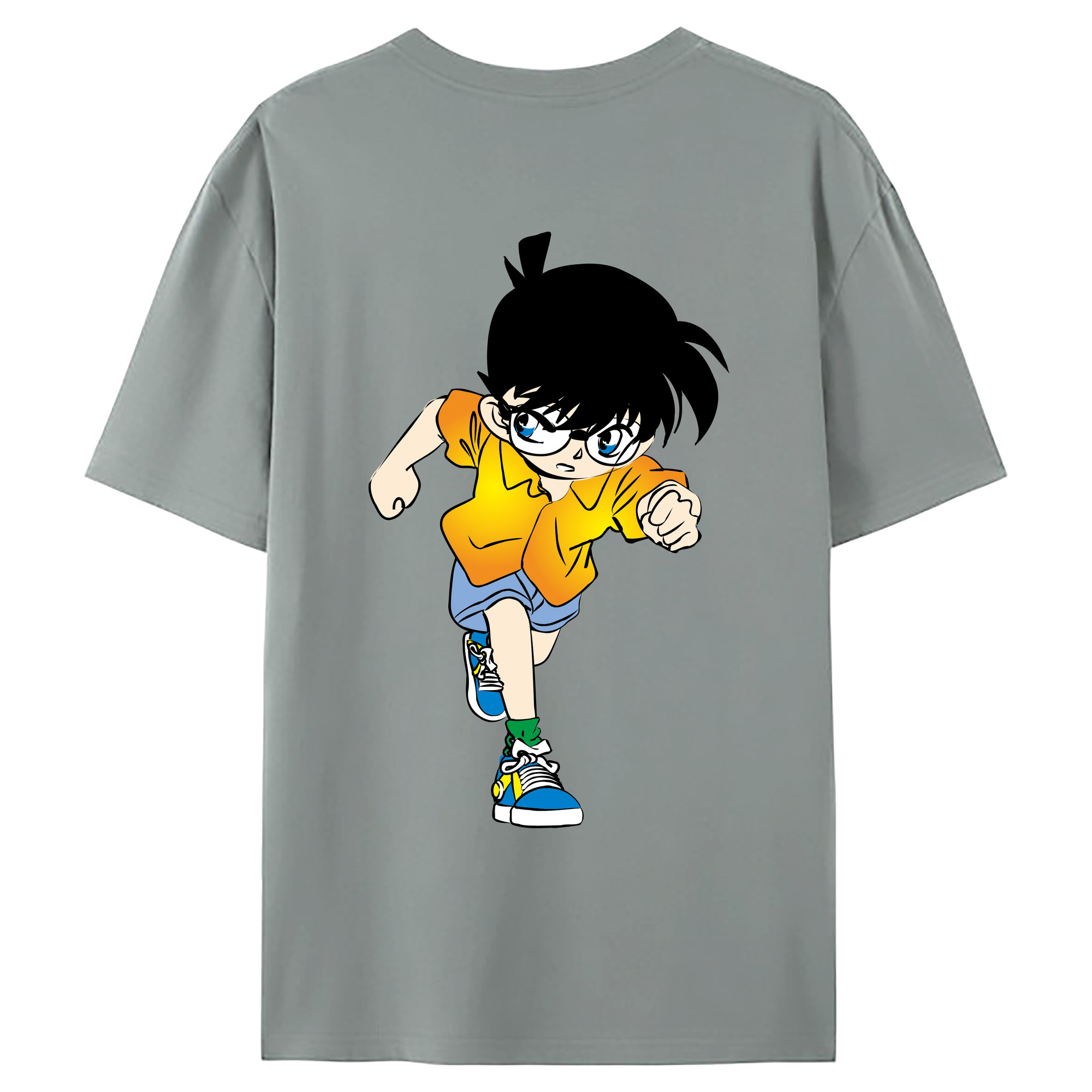 （画像用） 名探偵コナン 江戸川 コナン Detective Conan Conan Edogawa 綿100％ メンズ半袖Tシャツ（バックプリント） 通気性